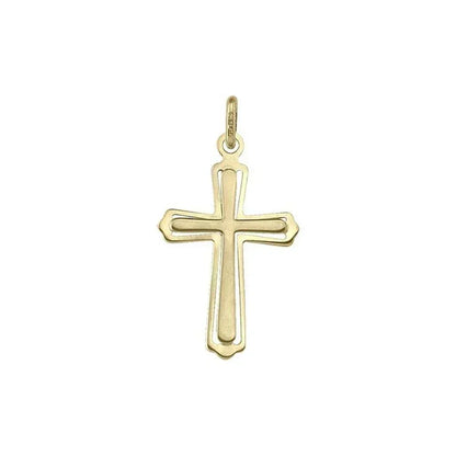10k, 14k Yellow Gold Flat Religious Classic Italian Cross in Cross Pendant