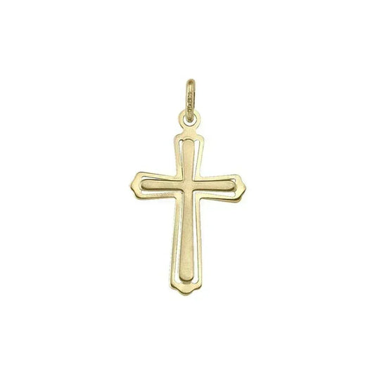 10k, 14k Yellow Gold Flat Religious Classic Italian Cross in Cross Pendant