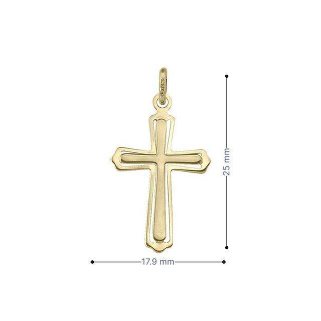 10k, 14k, 18k Yellow Gold Flat Religious Classic Italian Cross in Cross Pendant