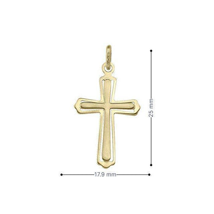 10k, 14k, 18k Yellow Gold Flat Religious Classic Italian Cross in Cross Pendant