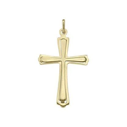 10k, 14k Yellow Gold Flat Religious Classic Italian Cross in Cross Pendant