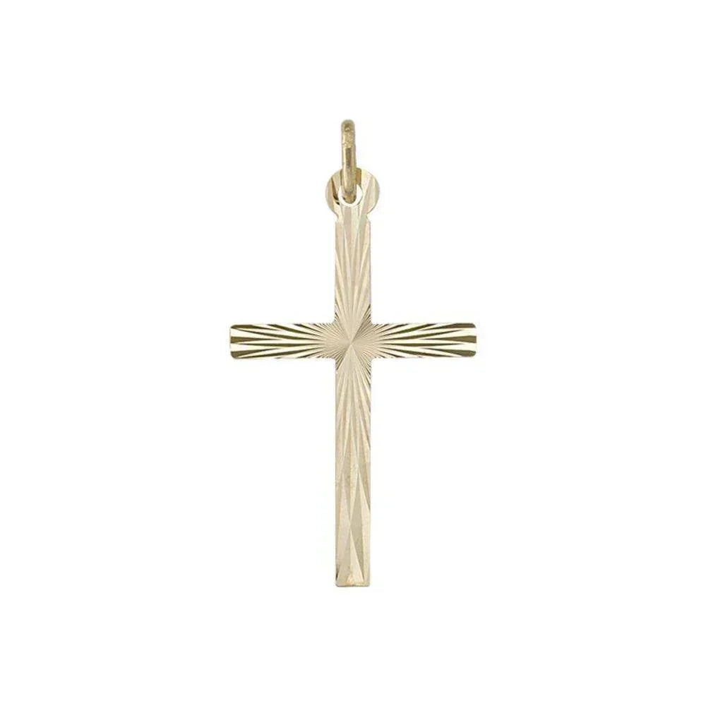 14 Karat Yellow Gold Flat Italian Cross Pendant