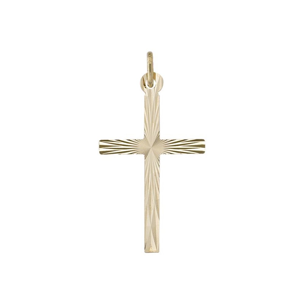 14, 18 Karat Yellow Gold Flat Italian Cross Pendant