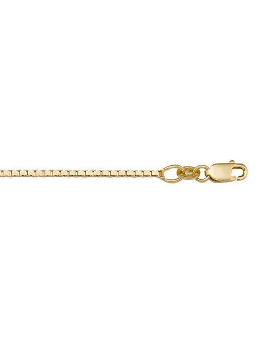 10k, 14k Yellow Gold Solid Box Link 1.3 mm Italian Chain