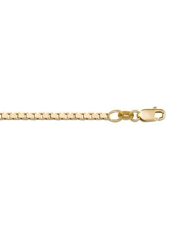10k, 14k Yellow Gold Solid Box Link 1.9 mm Italian Chain
