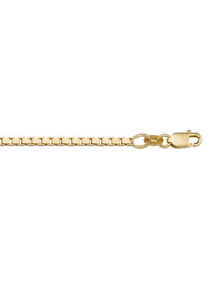 10k, 14k Yellow Gold Solid Box Link 1.9 mm Italian Chain