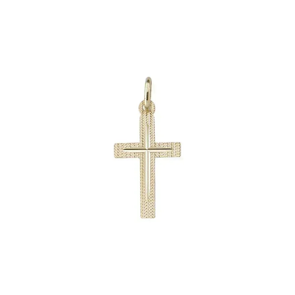 14 Karat Yellow Gold Religious Italian Cross in Cross Pendant