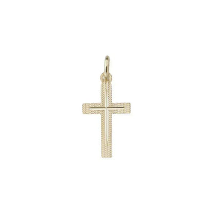 14 Karat Yellow Gold Religious Italian Cross in Cross Pendant