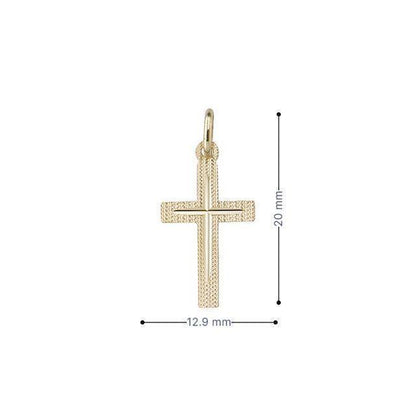 14 Karat Yellow Gold Religious Italian Cross in Cross Pendant