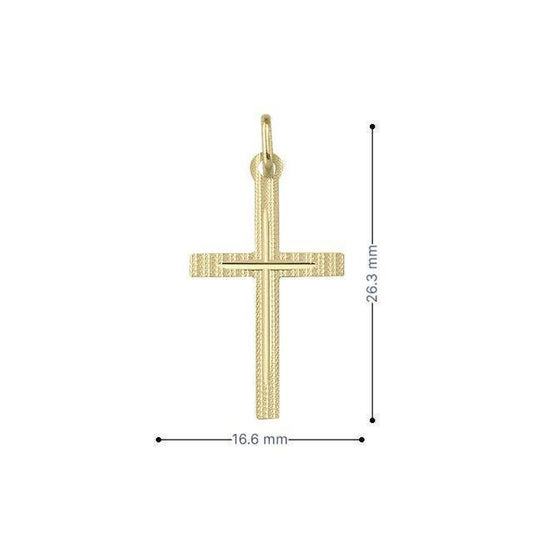 14 Karat Yellow Gold Religious Italian Cross in Cross Pendant