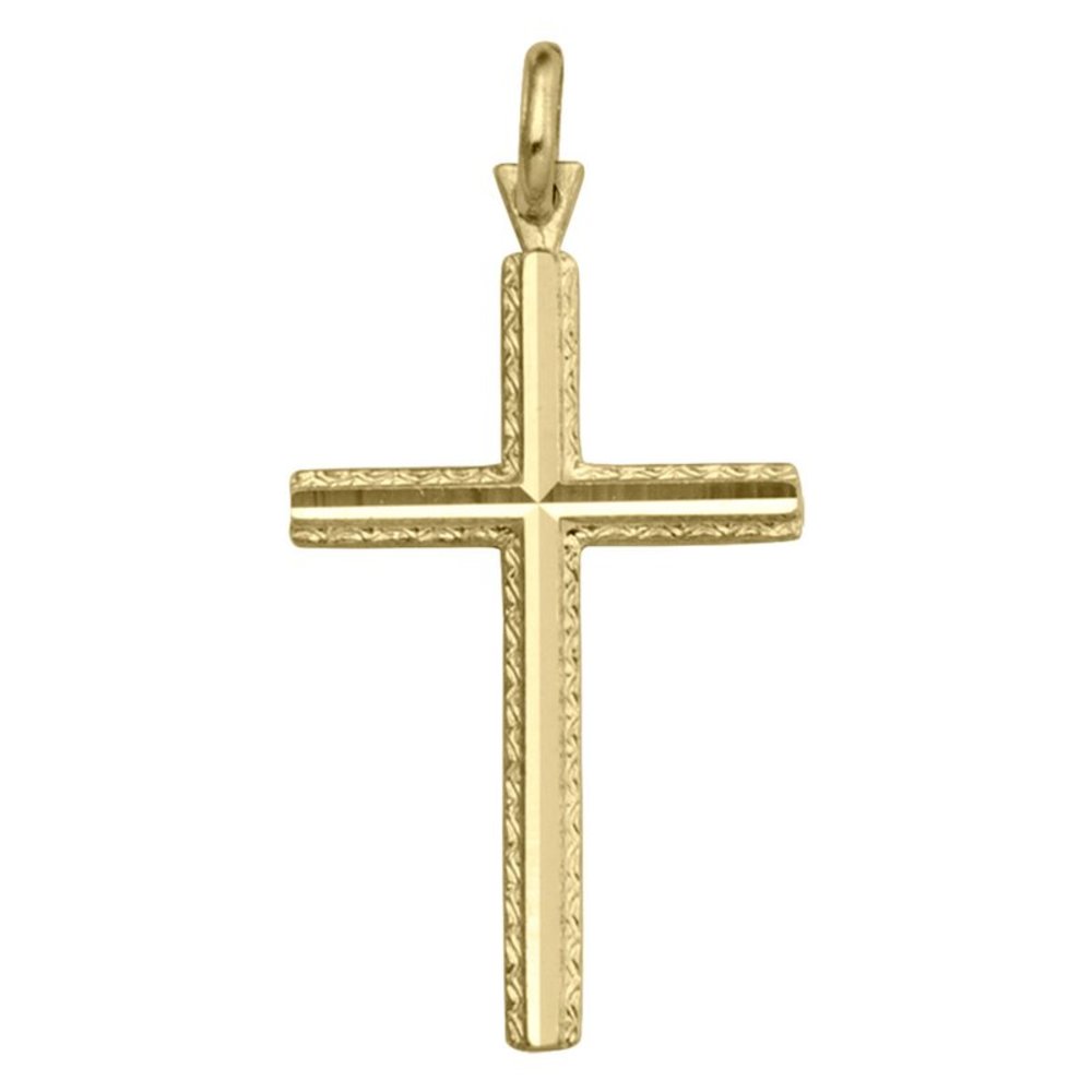 10, 14, 18 Karat Yellow Gold Religious Classic Italian Cross