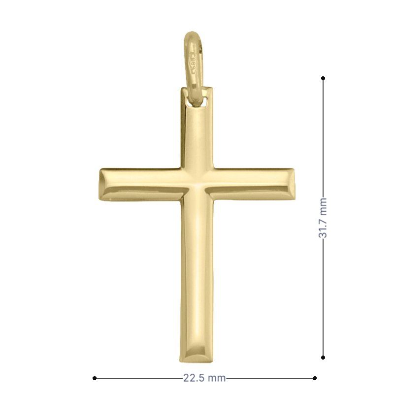 14, 18 Karat Yellow Gold Religious Classic Italian Cross