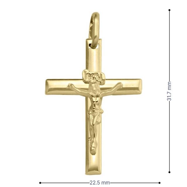 14k, 18k Yellow Gold Religious Classic Italian Cross with Crucifix