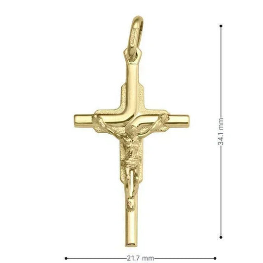 14k Yellow Gold Religious Classic Italian Cross with Crucifix
