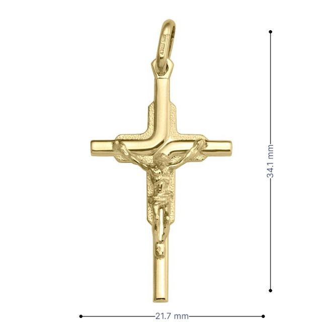 14k Yellow Gold Religious Classic Italian Cross with Crucifix