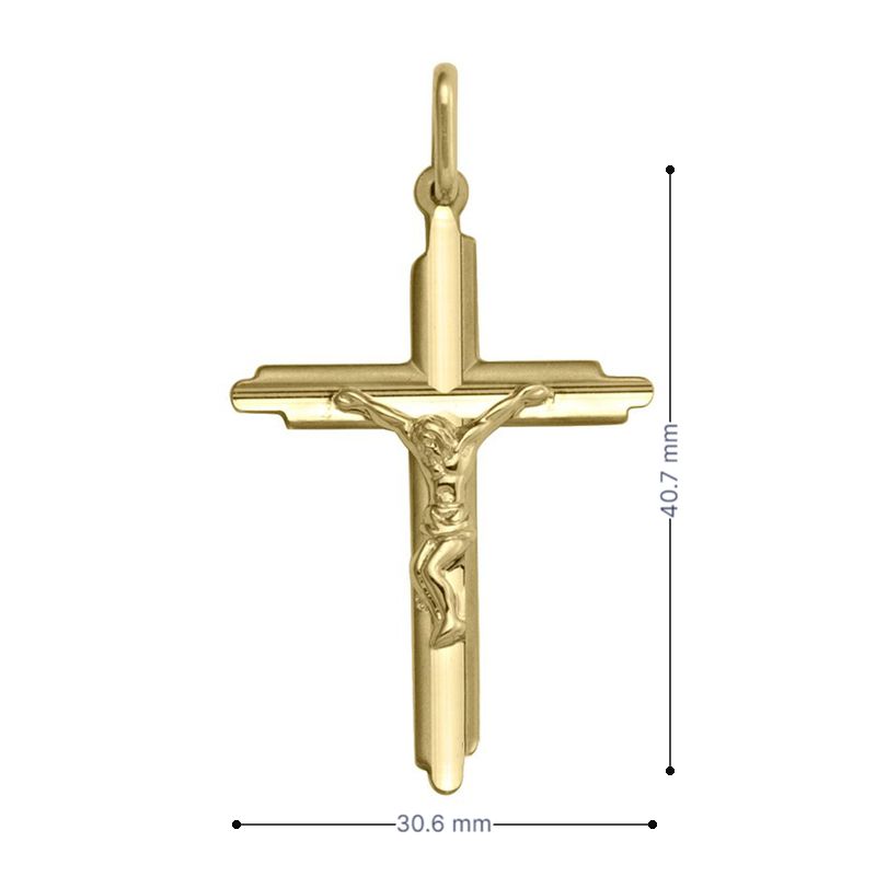 14k Yellow Gold Religious Classic Italian Cross with Crucifix