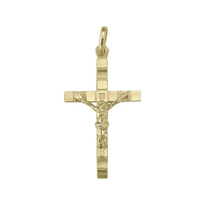 14 Karat Yellow Gold Classic Italian Cross Pendant With Crucifix