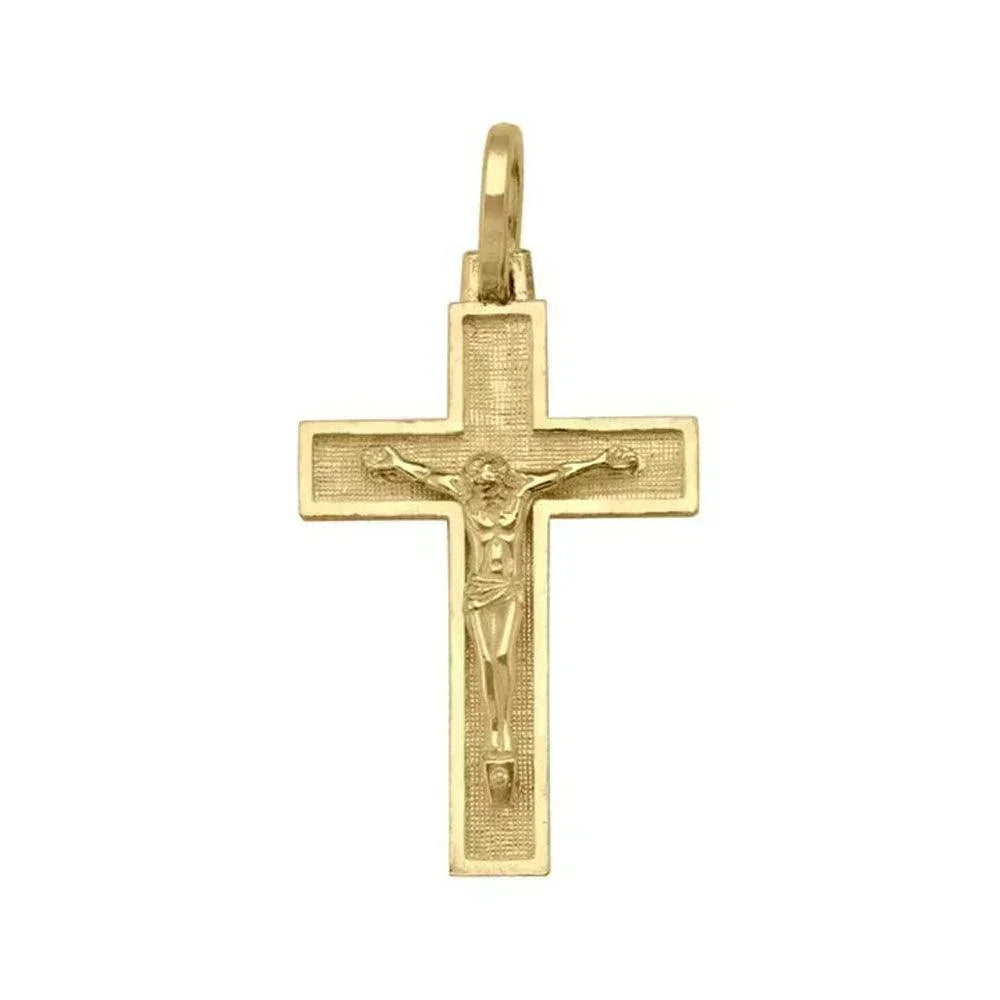 10k, 14k Yellow Gold Religious Italian Cross With Crucifix