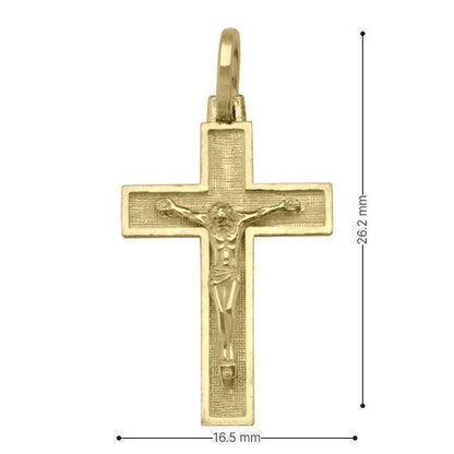 10k, 14k, 18k Yellow Gold Religious Italian Cross With Crucifix