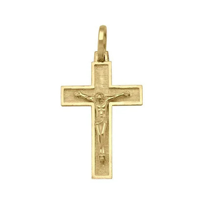 10k, 14k Yellow Gold Religious Italian Cross with Crucifix