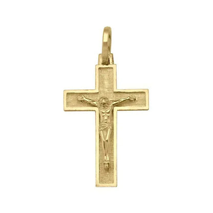 10k, 14k Yellow Gold Religious Italian Cross with Crucifix