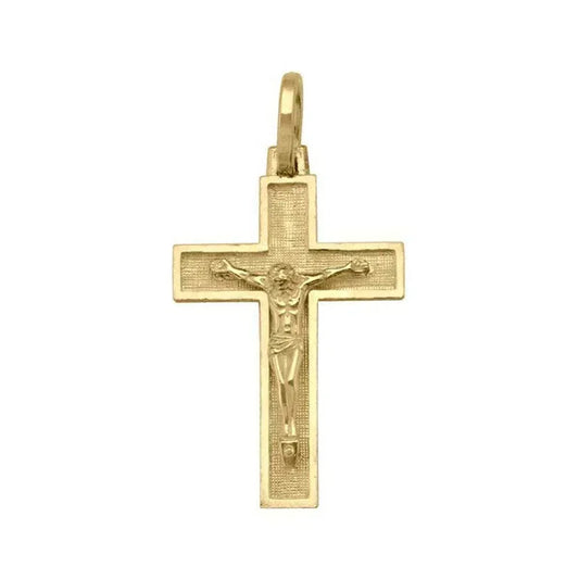 10k, 14k Yellow Gold Religious Italian Cross with Crucifix
