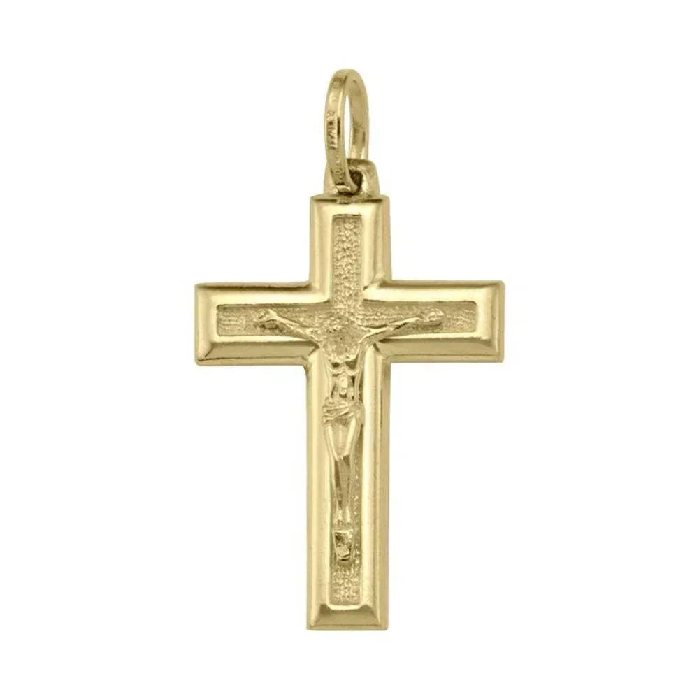 10k, 14k Yellow Gold Religious Italian Cross with Crucifix