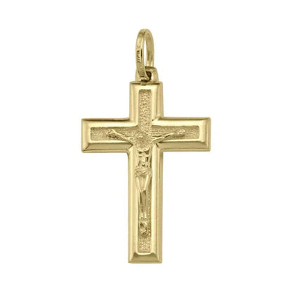 10k, 14k Yellow Gold Religious Italian Cross with Crucifix