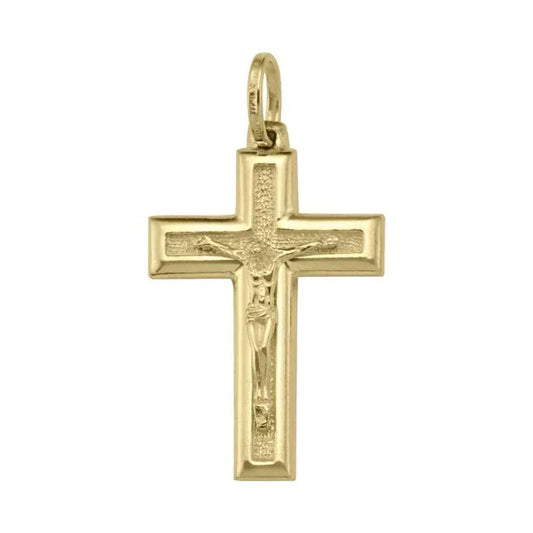 10k, 14k Yellow Gold Religious Italian Cross with Crucifix