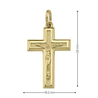10k, 14k, 18k Yellow Gold Religious Italian Cross with Crucifix