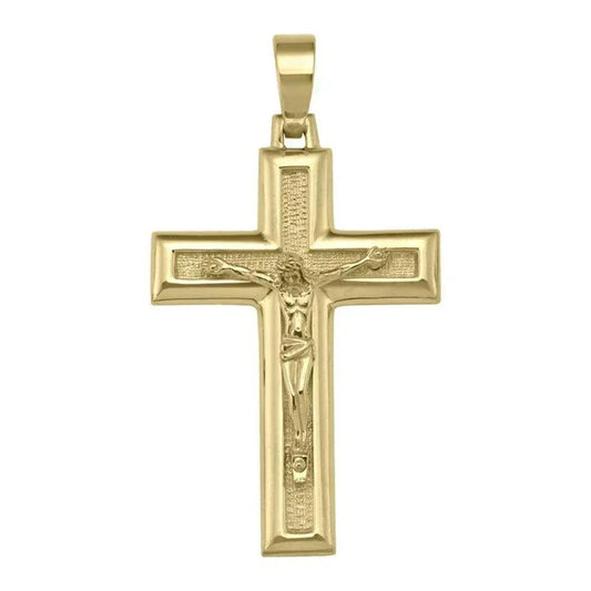 10k, 14k Yellow Gold Religious Italian Cross with Crucifix