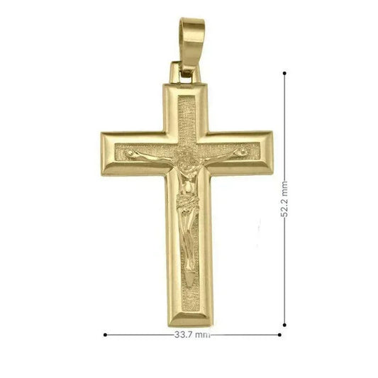 10k, 14k, 18k Yellow Gold Solid Religious Italian Cross with Crucifix