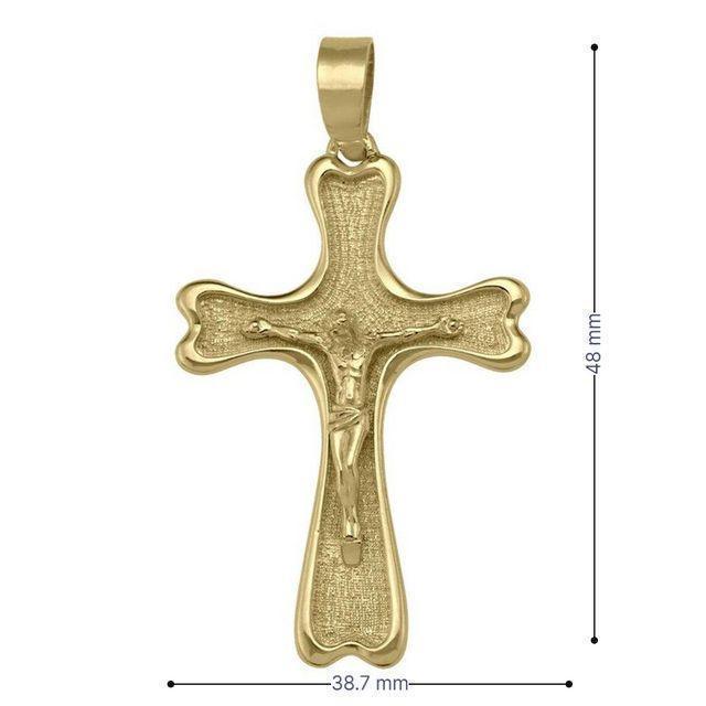 10k, 14k, 18k Yellow Gold Solid Religious Italian Cross with Crucifix