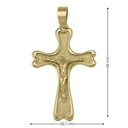 10k, 14k, 18k Yellow Gold Solid Religious Italian Cross with Crucifix