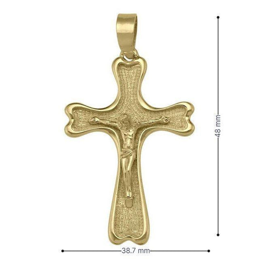 10k, 14k, 18k Yellow Gold Solid Religious Italian Cross with Crucifix