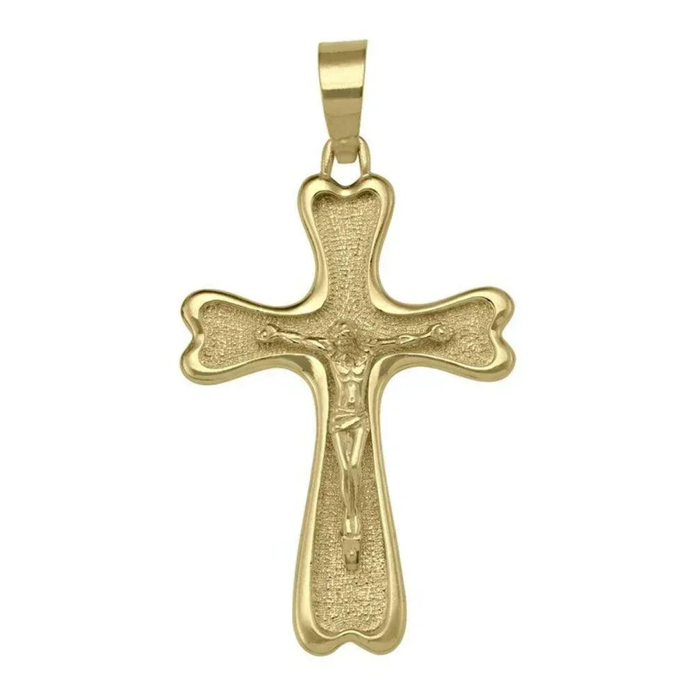 10k, 14k Yellow Gold Solid Religious Italian Cross with Crucifix