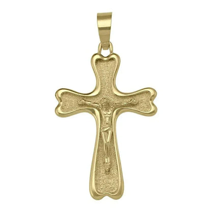 10k, 14k Yellow Gold Solid Religious Italian Cross with Crucifix