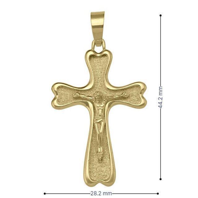 10k, 14k, 18k Yellow Gold Solid Religious Italian Cross with Crucifix