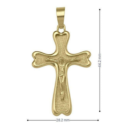 10k, 14k, 18k Yellow Gold Solid Religious Italian Cross with Crucifix