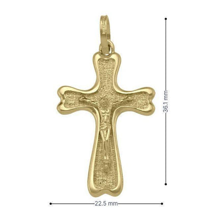 10k, 14k, 18k Yellow Gold Solid Religious Italian Cross with Crucifix
