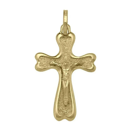 10k, 14k Yellow Gold Solid Religious Italian Cross with Crucifix