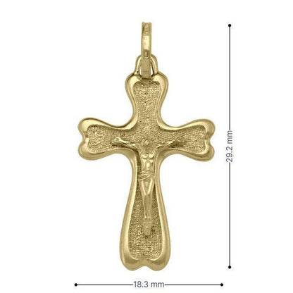 10k, 14k, 18k Yellow Gold Solid Religious Italian Cross with Crucifix