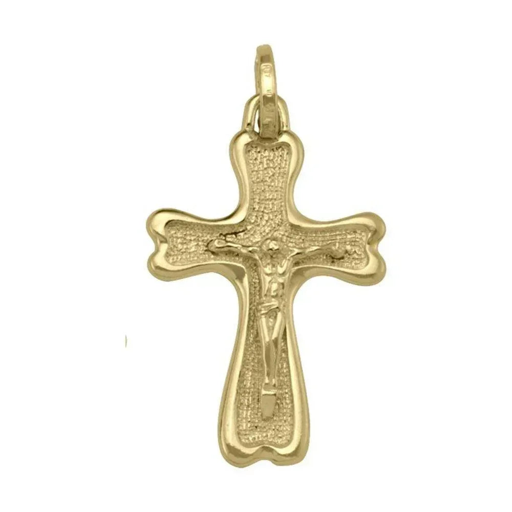 10k, 14k Yellow Gold Solid Religious Italian Cross Pendant with Crucifix