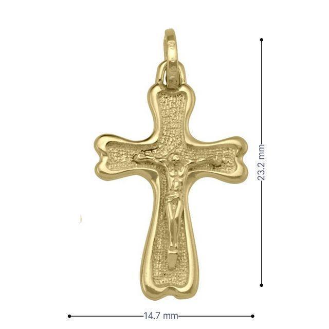10k, 14k, 18k Yellow Gold Solid Religious Italian Cross Pendant with Crucifix