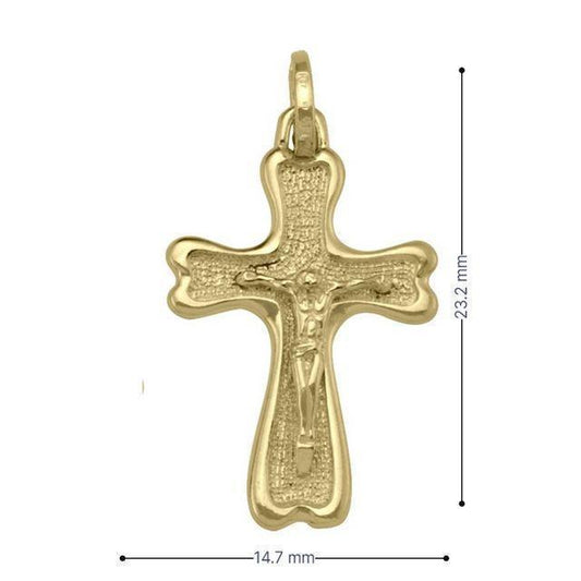 10k, 14k, 18k Yellow Gold Solid Religious Italian Cross Pendant with Crucifix