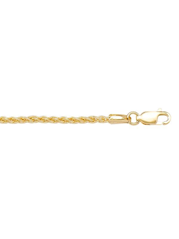 10k, 14k, 18k Yellow Gold Round Wheat 2.2 mm Italian Chain