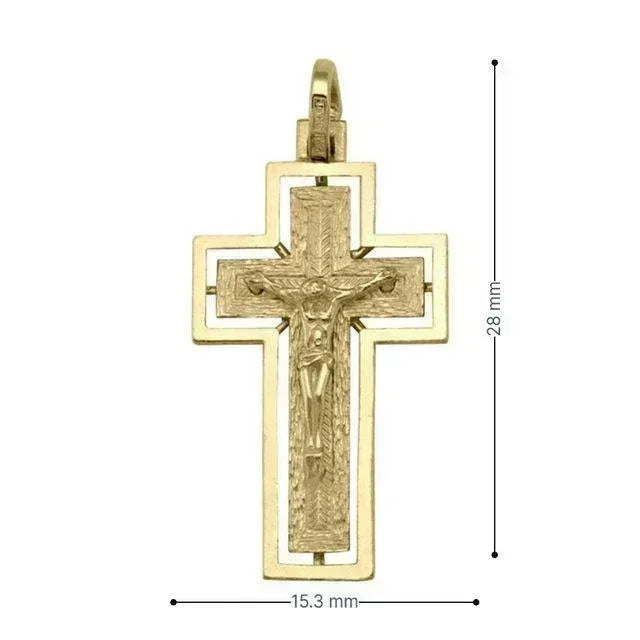 10k, 14k, 18k Yellow Gold Solid Religious Italian Cross in Cross with Crucifix