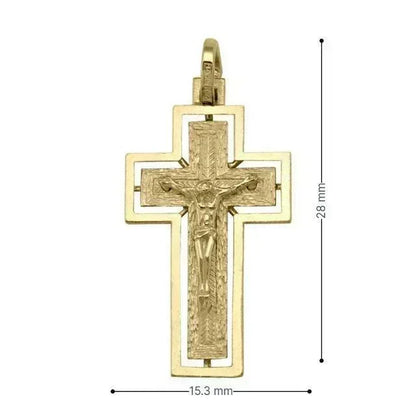 10k, 14k, 18k Yellow Gold Solid Religious Italian Cross in Cross with Crucifix
