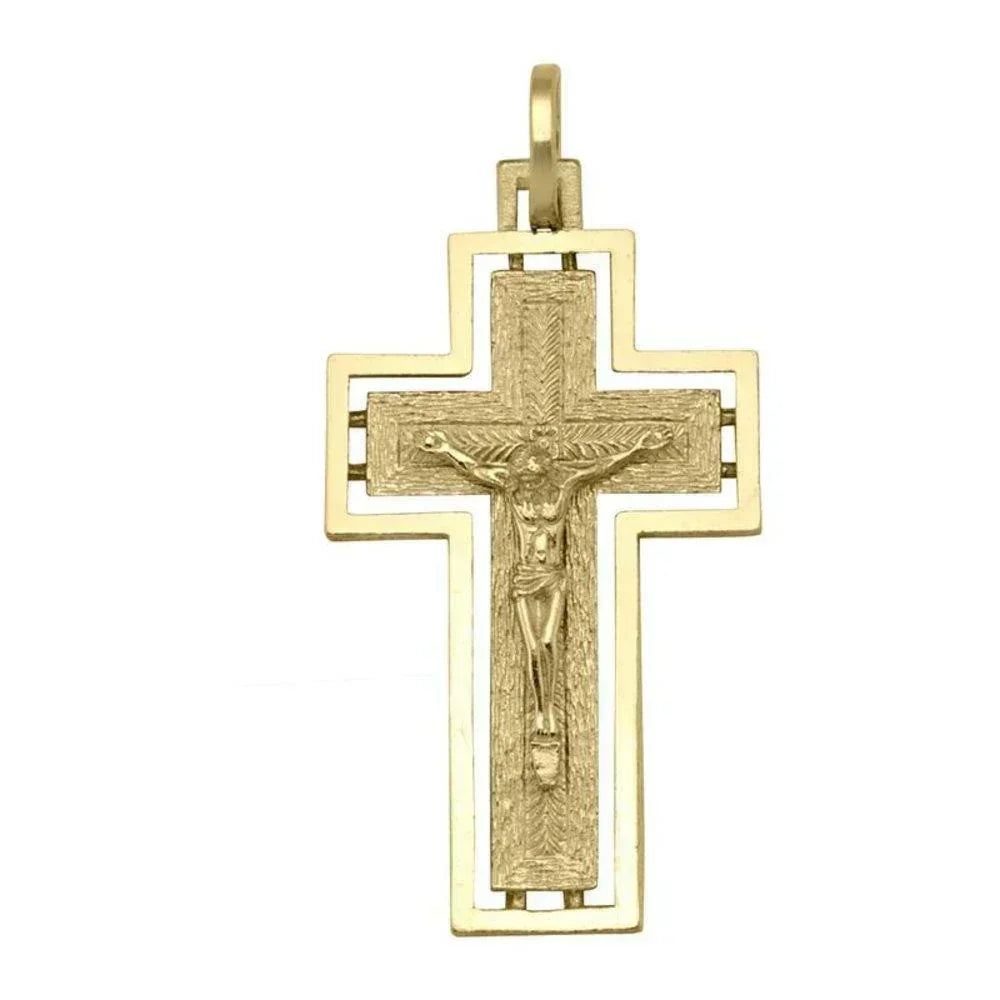 10k, 14k Yellow Gold Solid Religious Italian Cross in Cross with Crucifix