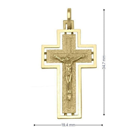 10k, 14k, 18k Yellow Gold Solid Religious Italian Cross in Cross with Crucifix